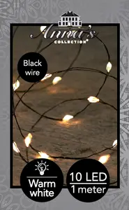 B.O. LED INDOOR BLACK WIRE 10L/1M LED WARM WHITE - 10CM LEAD