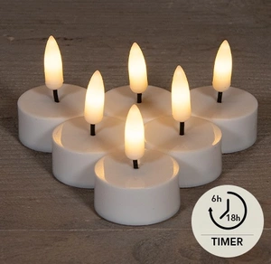 B.O.T. 6ST 3D VLAM LED THEELICHT WARM WIT VLAMEFFECT MET TIMER