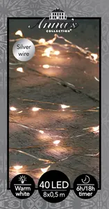 B.O.T. LED CASCADE SILVER WIRE 40L/8X0,5M 6/18H TIMER LED WA