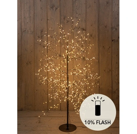 BOOM 1000LED FLASH CLASSIC WARM IP44 TRAFO HOOGTE 150 CM ZWART - AAN / 8/16U TIMER / UIT / DIMMER