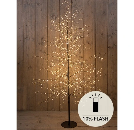 BOOM 1500LED FLASH CLASSIC WARM IP44 TRAFO HOOGTE 180 CM ZWART - AAN / 8/16U TIMER / UIT / DIMMER