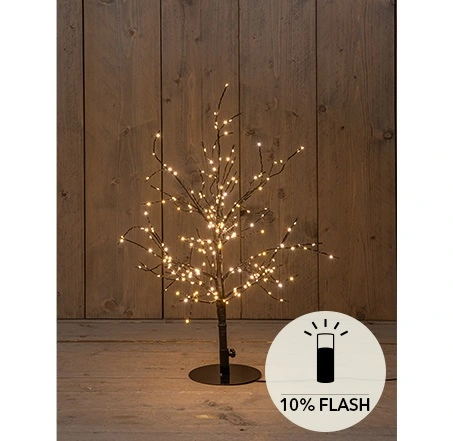 BOOM 240LED FLASH CLASSIC WARM IP44 TRAFO HOOGTE 60 CM ZWART - AAN / 8/16U TIMER / UIT / DIMMER