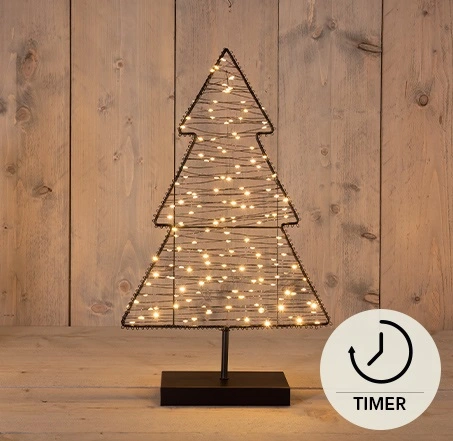 BOOM OP VOET METAAL 160LED IP20 3XAA BATTERIJ 6/18U TIMER 30,5X50CM CLASSIC WARM
