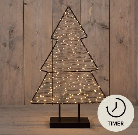 BOOM OP VOET METAAL 260LED IP20 3XAA BATTERIJ 6/18U TIMER 40X61,5CM CLASSIC WARM