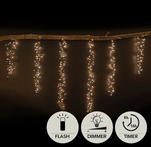 CASCADE CLUSTER 432LED (36X FLASH) IP44 TRAFO MET TIMER DRAADLENGTES 48 CM/72 CM /96 CM WARM WIT/CLA