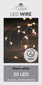 Draadverlichting zilverdraad  led warm wit 20 lamps - afbeelding 2