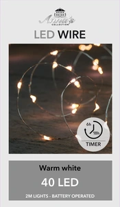 Draadverlichting zilverdraad led warm wit 40 lamps - afbeelding 2