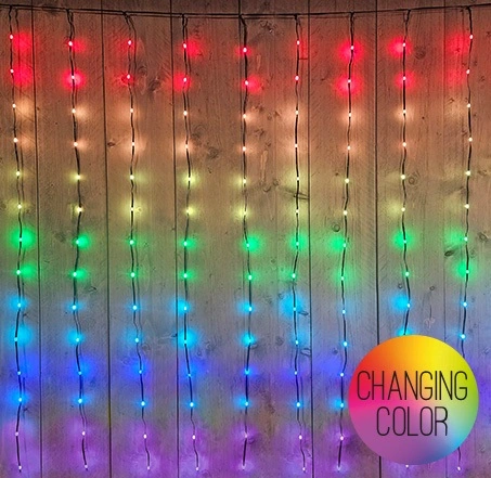 GORDIJN 280LED RGB 300CMX140CM / AFSTANDSBEDIENING / 5 MTR AANLOOPSNOER ZWART