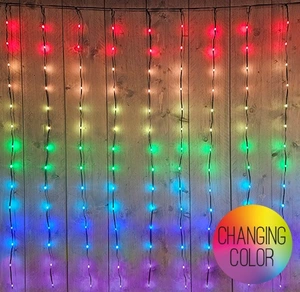 GORDIJN 280LED RGB 300CMX140CM / AFSTANDSBEDIENING / 5 MTR AANLOOPSNOER ZWART
