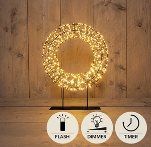 KRANS OP VOET METAAL 800LED FLASH IP44 TRAFO MET TIMER EN DIMMER 28X6CM CLASSIC WARM