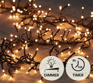 LED CLASSIC CLUSTER LIGHTS 384L/2,4M - 4M AANLOOPSNOER ZWART - BI-BUI / IP44 TRAFO AAN / 8/16U TIMER