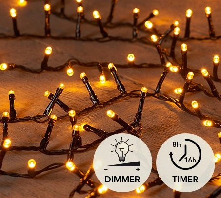 LED CLASSIC IVY 2000L/42M 4M AANLOOPSNOER ZWART / IP44 TRAFO AAN / 8/16U TIMER / UIT / DIMMER