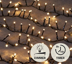 LED IVY 2000L/42M WARM WIT 4M AANLOOPSNOER ZWART / IP44 TRAFO AAN / 8/16U TIMER / UIT / DIMMER