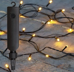 LED LAMPJES 100 LED 7.5M LICHT GOUD USB OPLAADBAAR 50CM  AANLOOPSNOER ZWART - BI-BUI