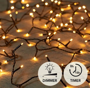 LED RICELIGHT 240L/12M CLASSIC - 2M AANLOOPSNOER ZWART - BI-BUI - / IP44 TRAFO AAN / 8/16U TIMER / U