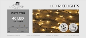 LED RICELIGHT 40L/2M WARM WHITE - 2MTR LEAD CABLE BLACK