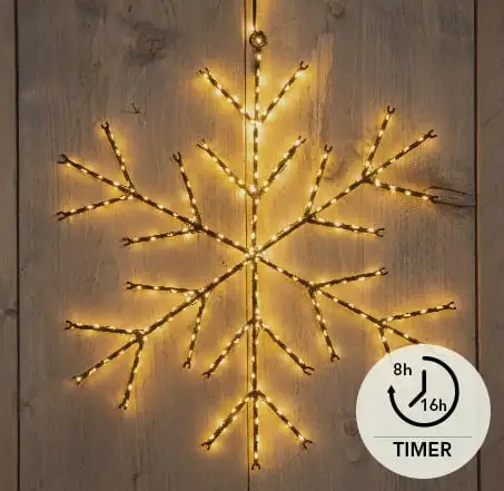 METAL 37CM SNOWFLAKE BLACK WITH 380LED CLASSIC WARM 50CM CAB
