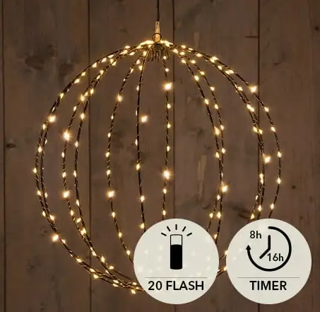 METAL 50CM 3D BALL BLACK WITH 216LED (192 LED STEADY / 24 LE