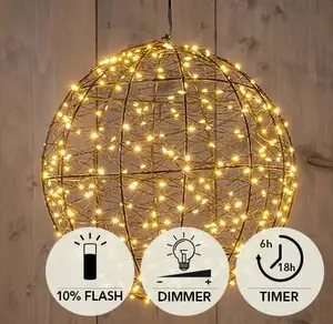 METAL BALL FLASH 25CM/300LED CLASSIC WARM / 5M BLACK LEADCAB