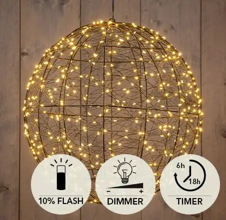 METAL BALL FLASH 35CM/500LED CLASSIC WARM / 5M BLACK LEADCAB