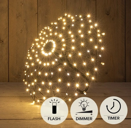 PARAPLU METAAL 160LED FLASH 55X46CM /IP44 TRAFO MET TIMER EN DIMMER CLASSIC WARM