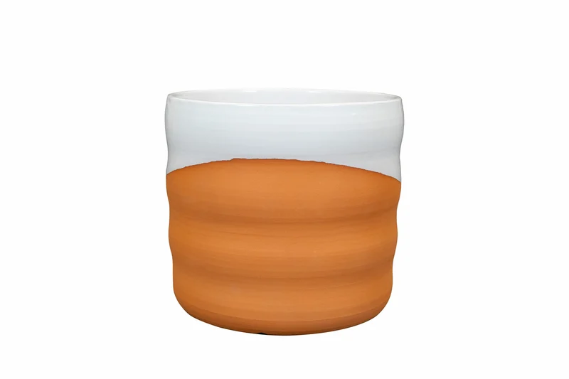 Pot odin d18h16cm wit/terra - afbeelding 1