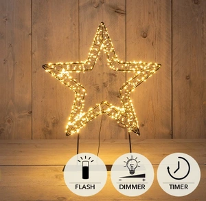STER 3D OP VOET METAAL 800LED FLASH IP44 TRAFO MET TIMER EN DIMMER 36X3CM CLASSIC WARM