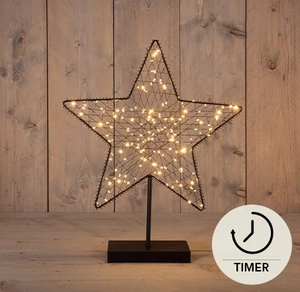 STER OP VOET METAAL 160LED IP20  3XAA BATTERIJ 6/18U TIMER 40,5X49,5CM CLASSIC WARM - afbeelding 2