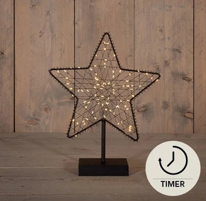 STER OP VOET METAAL 85LED IP20  2XAA BATTERIJ 6/18U TIMER 28X34,5CM CLASSIC WARM