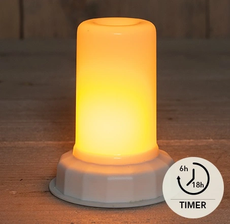 VLAMVERLICHTING LED OP BATTERIJ MET TIMER 9.5X7.5CM WIT